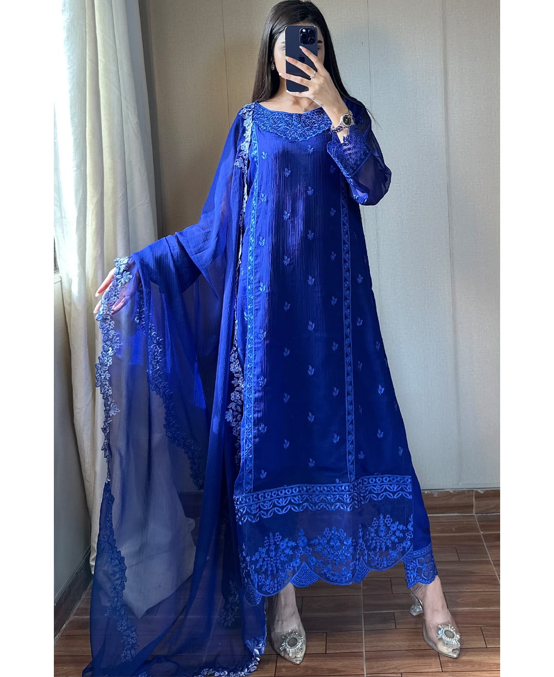 BLUE AZURE EMBROIDERED 3PC