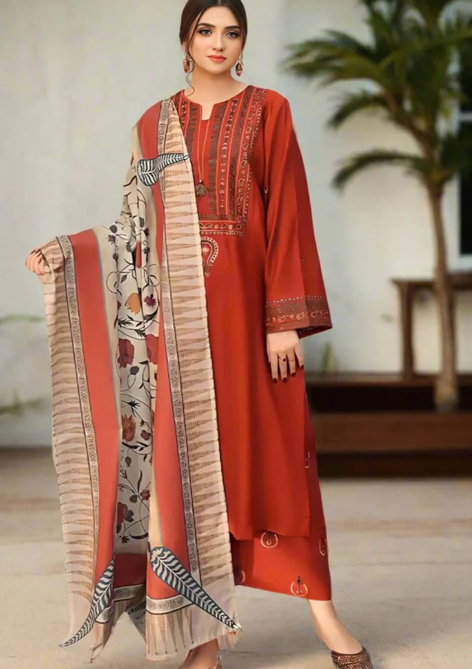 AYAT- 3PC EMBROIDERED WITH  DIGITAL DUPPATA