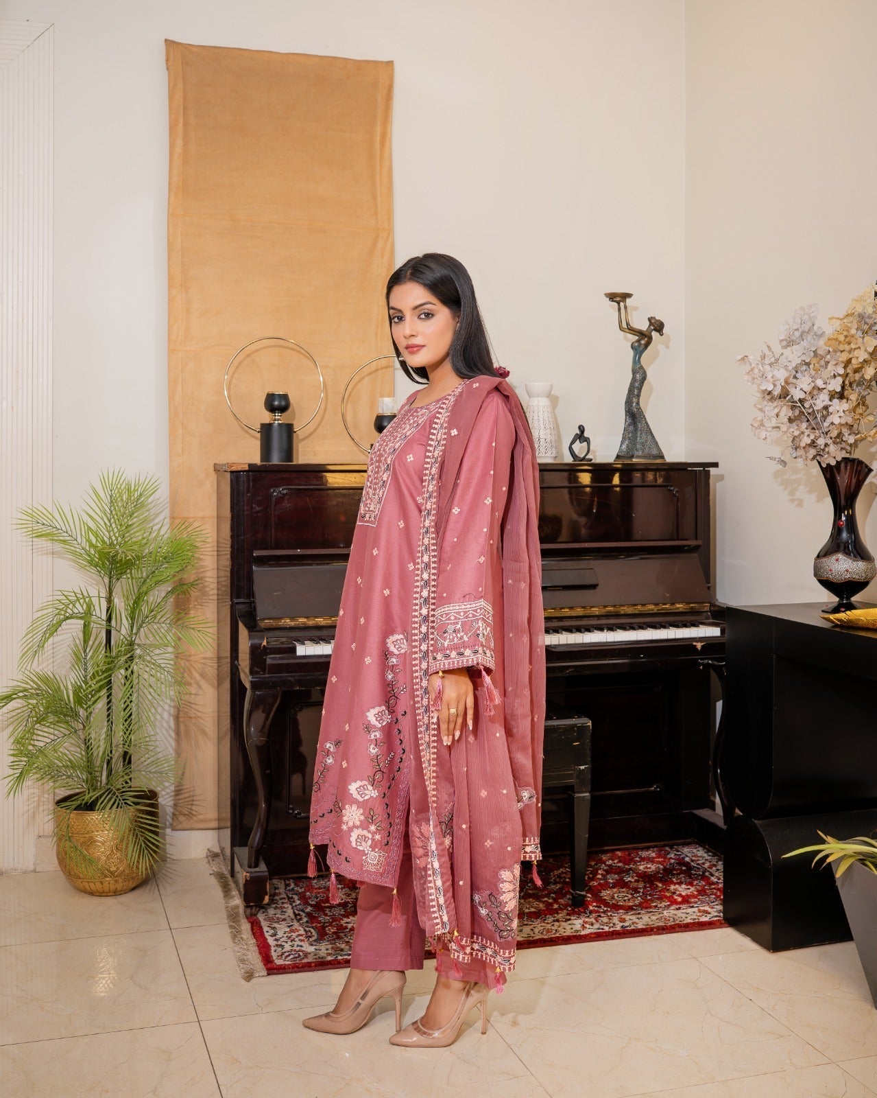 DUSTY ROSE EMBROIDERED 3PC