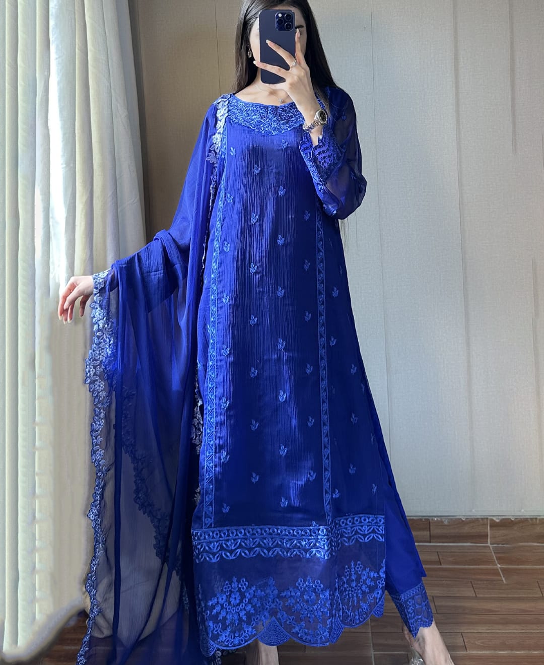 BLUE AZURE EMBROIDERED 3PC