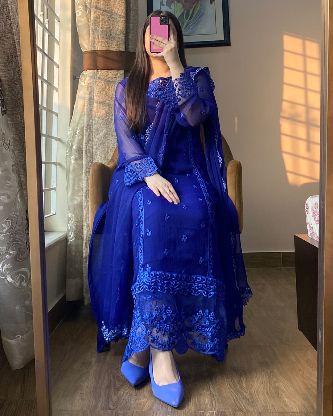 BLUE AZURE EMBROIDERED 3PC