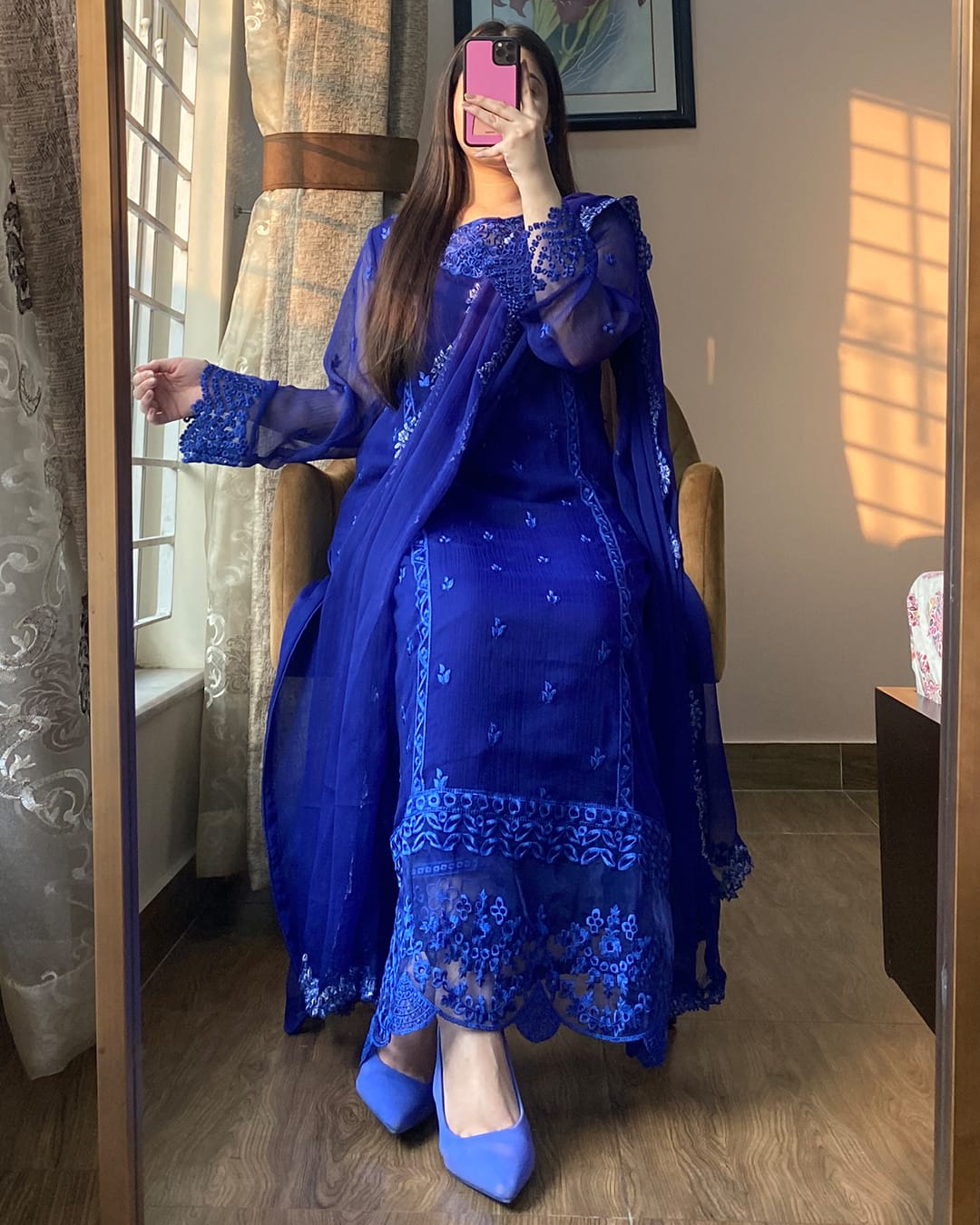 BLUE AZURE EMBROIDERED 3PC