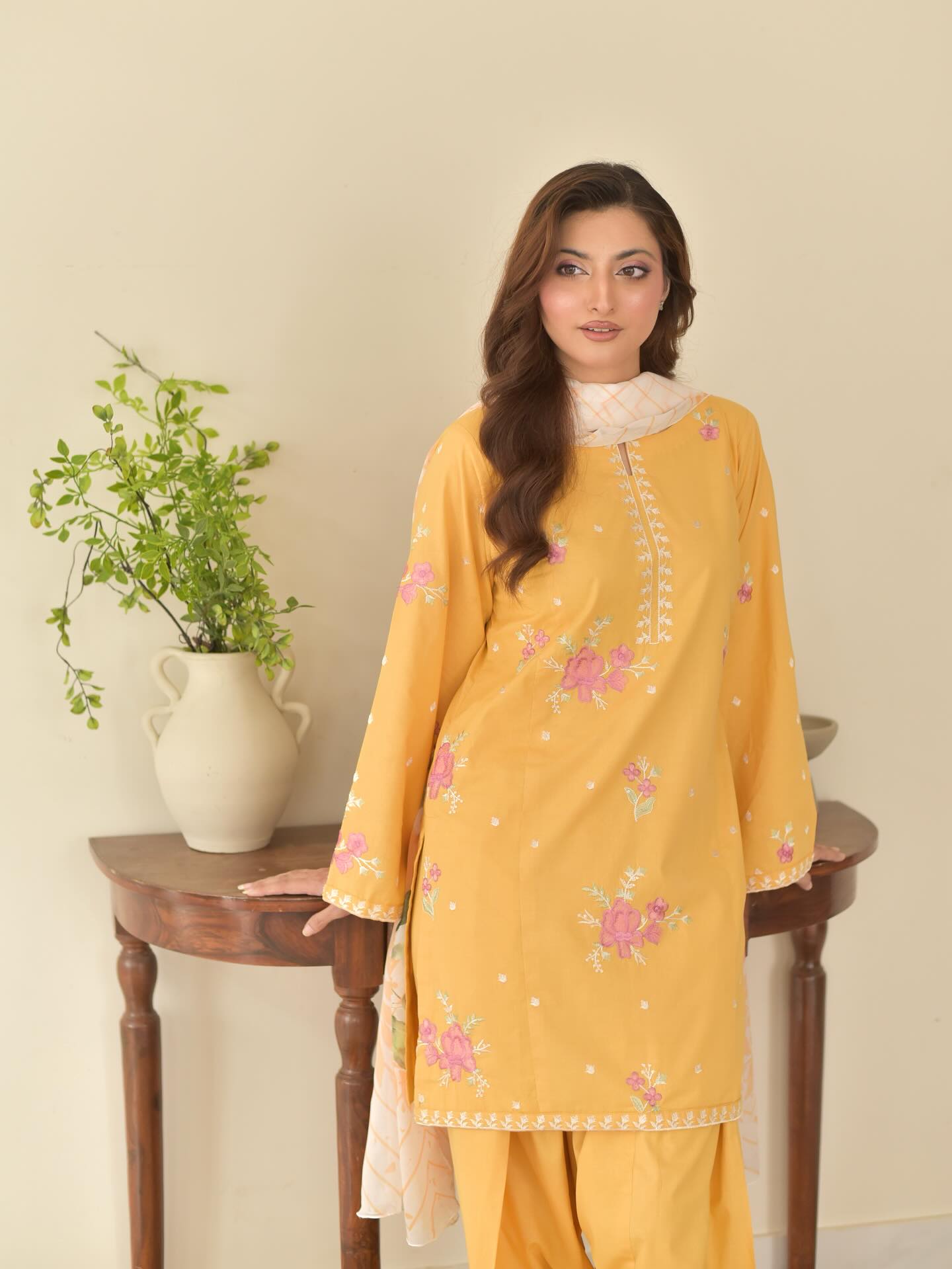 YELLOW SUNFLOWR EMBROIDERED 3PC